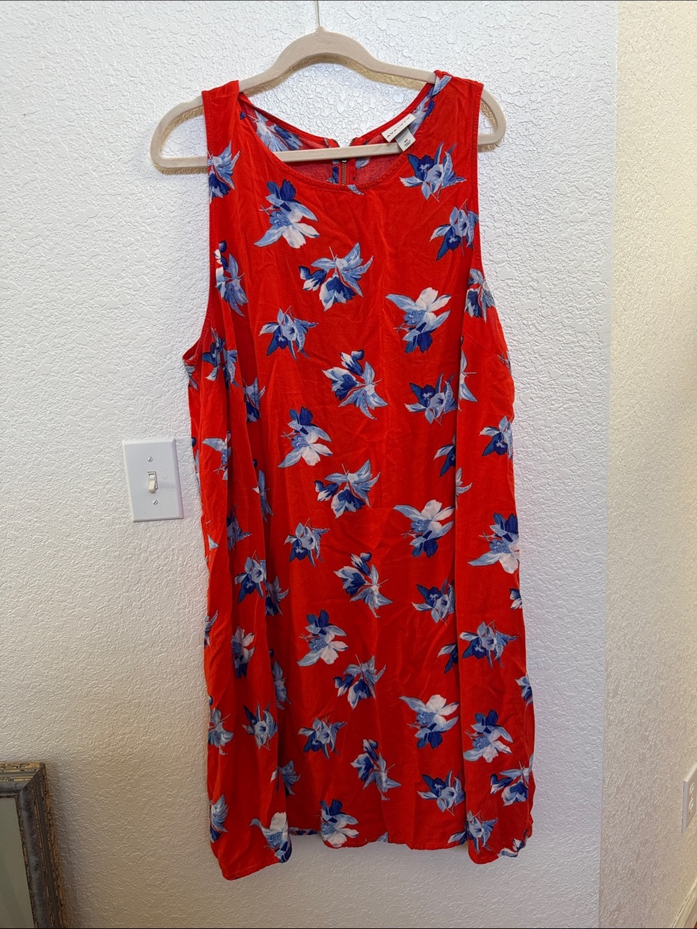 Ava & Viv Red Floral Sleeveless Dress with Blue and White Flowers